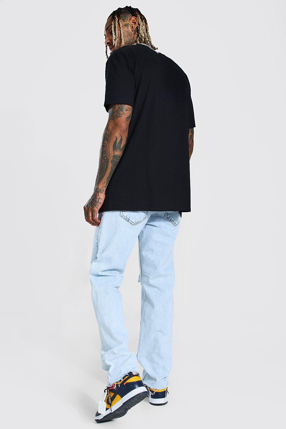 Mens skinny jeans with frayed hem sale